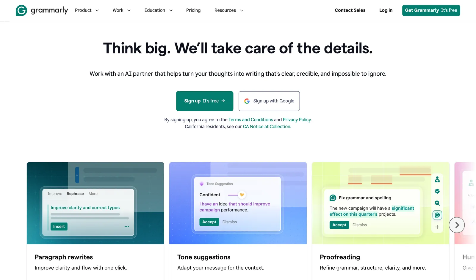 Grammarly homepage in June 2026.